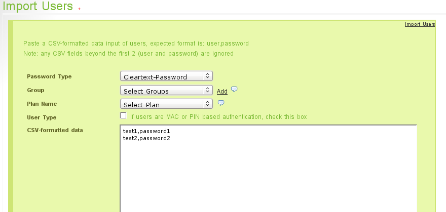 Import CSV Users